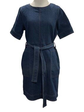 Gloria Vanderbilt x Christian Siriano Belted Stretch Denim Dress 6 Lara Wash Y2K